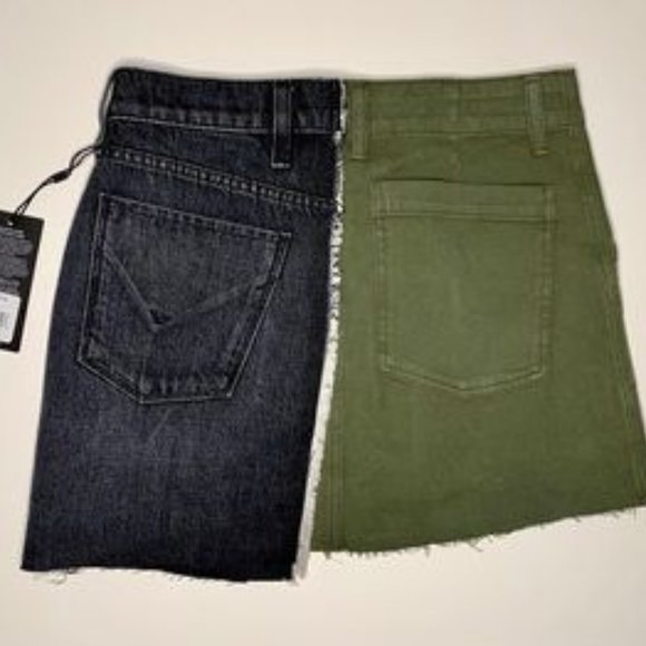 HUDSON Asymmetrical Edgy Split Denim Mini Skirt - Picture 5 of 7